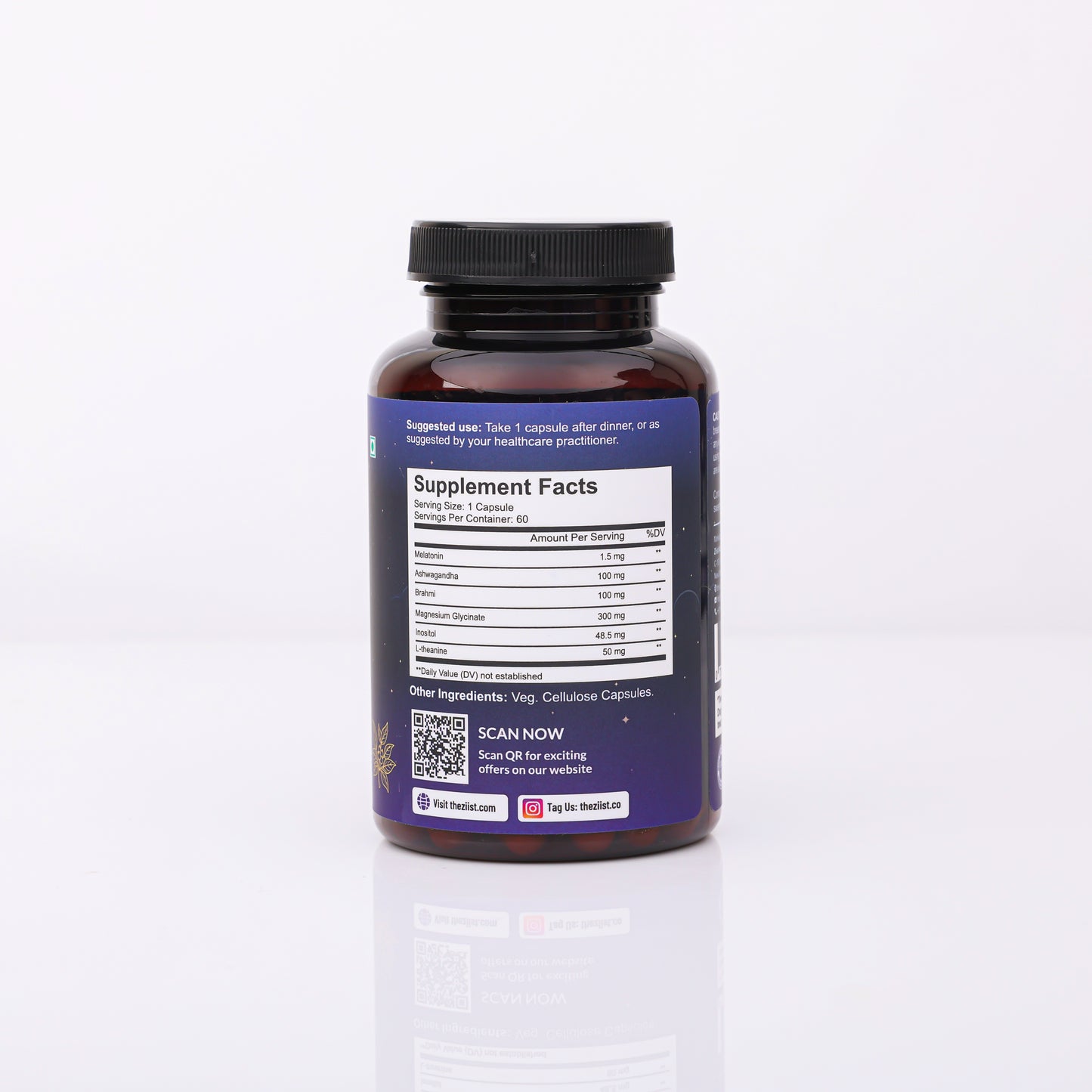 Ziist Sleep Deep Supplement with Melatonin, Magnesium, Brahmi, Ashwagandha, 60 Capsules