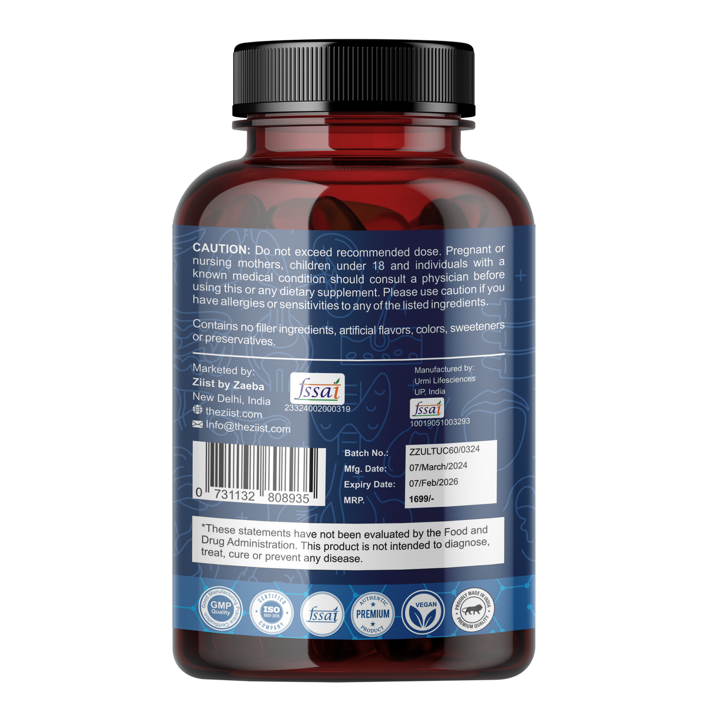"TUDCA 1200mg supplement bottle with 45 capsules"
