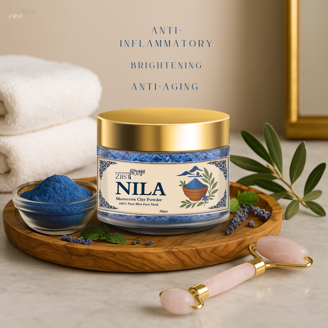 Facial mask preparation with Ziist Nila Moroccan Blue Clay and rose water