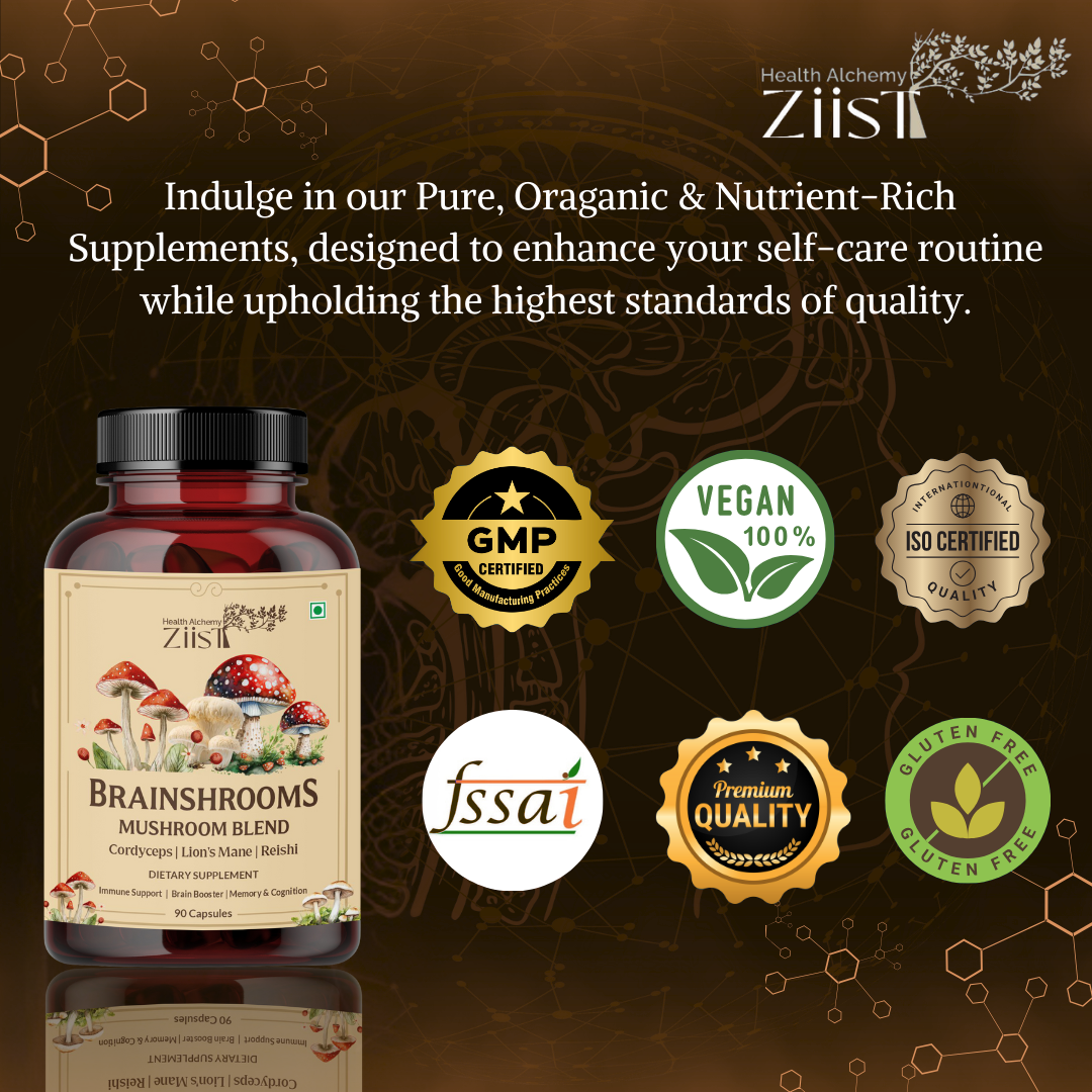 BrainShrooms Mushroom Blend 1200mg - 90 Capsules for Cognitive Support