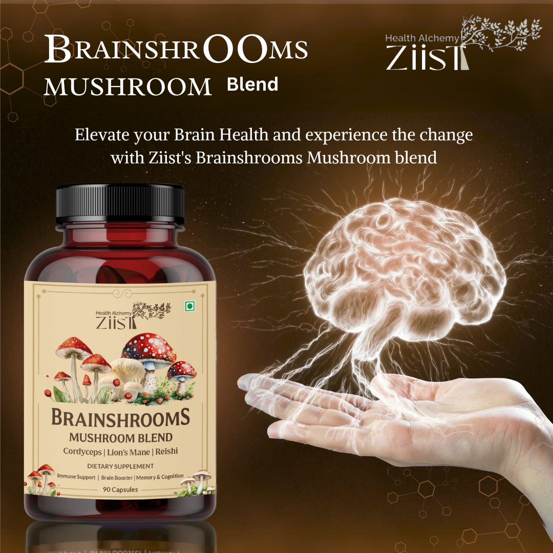 BrainShrooms Mushroom Blend 1200mg - 90 Capsules for Cognitive Support