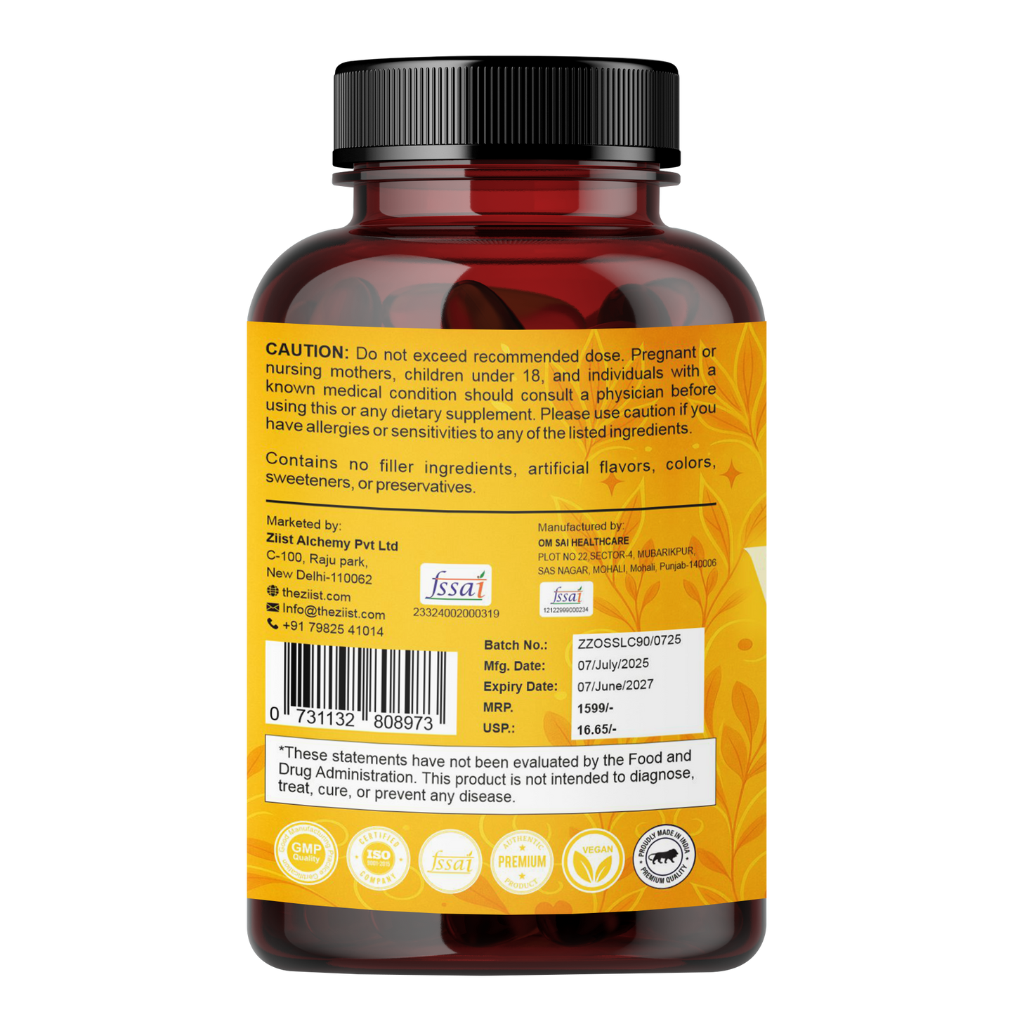 Ziist Liposomal Vitamin C Capsules – Immune Support, Antioxidant, Skin Health & Brightening (90 Capsules)