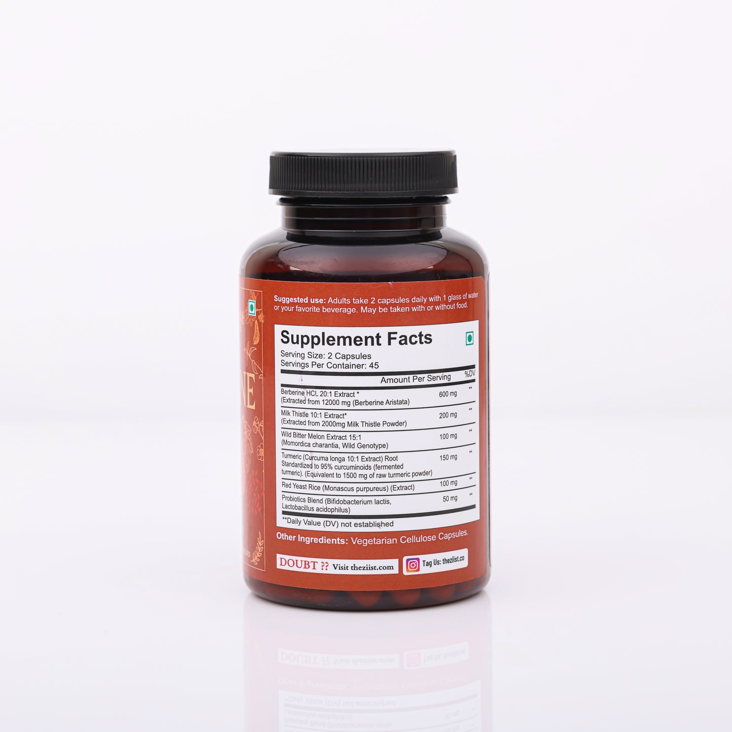 Berberine Capsules - Natural Metabolic Support 1200mg per serving (90Capsules)