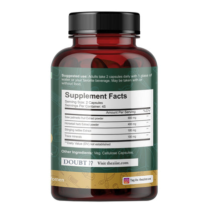"Close-up of Saw Palmetto 1200mg supplement bottle"
