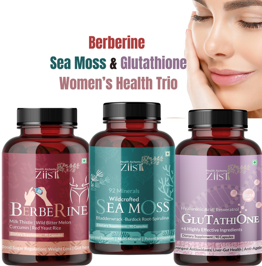 Women's Health Trio – Berberine, Sea Moss, and Glutathione Supplements