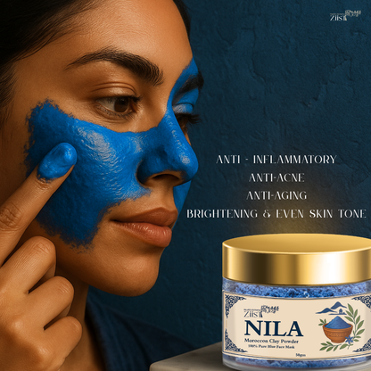 Nila Moroccan Blue Clay Powder – Natural Skincare Remedy for Dark Spots, Pigmentation & Acne