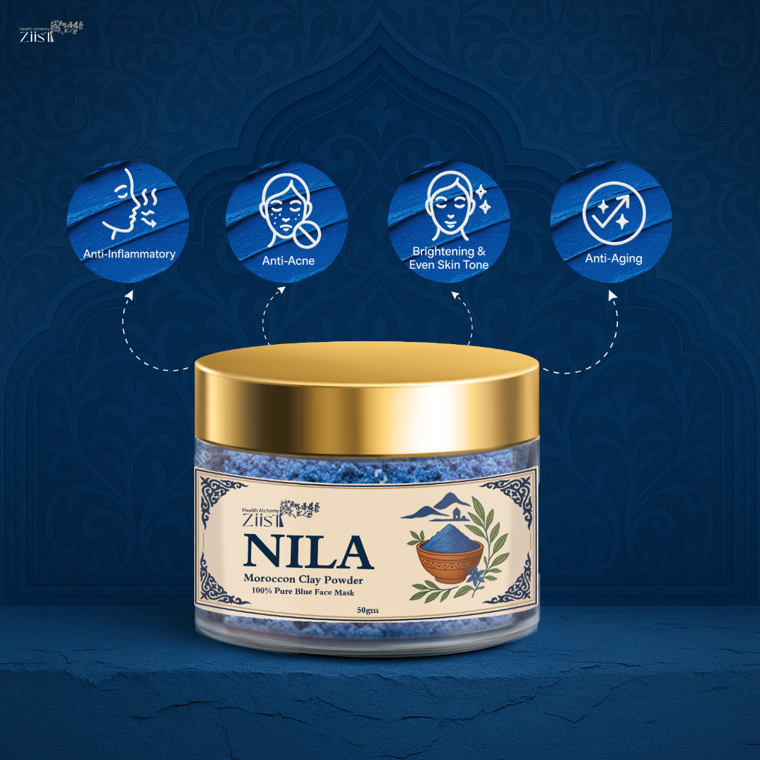 Nila Moroccan Blue Clay Powder – Natural Skincare Remedy for Dark Spots, Pigmentation & Acne