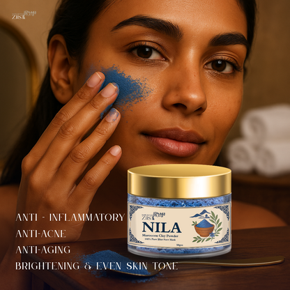 Nila Moroccan Blue Clay Powder – Natural Skincare Remedy for Dark Spots, Pigmentation & Acne