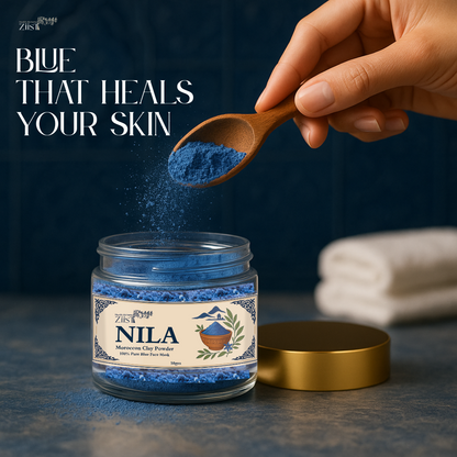 Nila Moroccan Blue Clay Powder – Natural Skincare Remedy for Dark Spots, Pigmentation & Acne