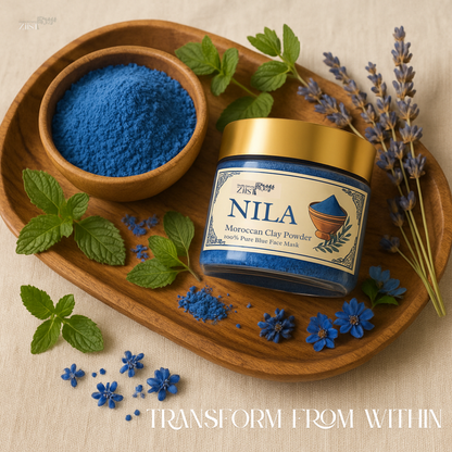 Nila Moroccan Blue Clay Powder – Natural Skincare Remedy for Dark Spots, Pigmentation & Acne