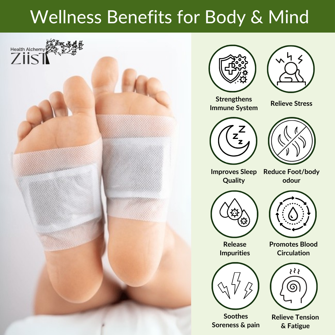 ZIIST Premium Detox Foot Patches – Natural Cleansing Foot Pads for Toxin Removal, Stress Relief & Better Sleep (10 Patches, Pack of 1)