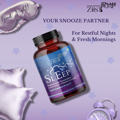 "Person sleeping peacefully after taking Sleep Dietary Supplement 1200 mg"