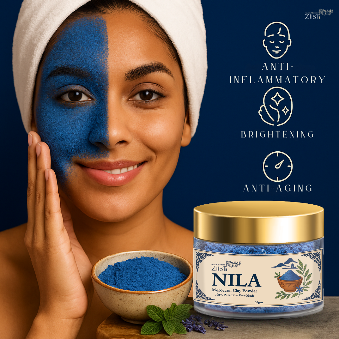 Nila Moroccan Blue Clay Powder – Natural Skincare Remedy for Dark Spots, Pigmentation & Acne