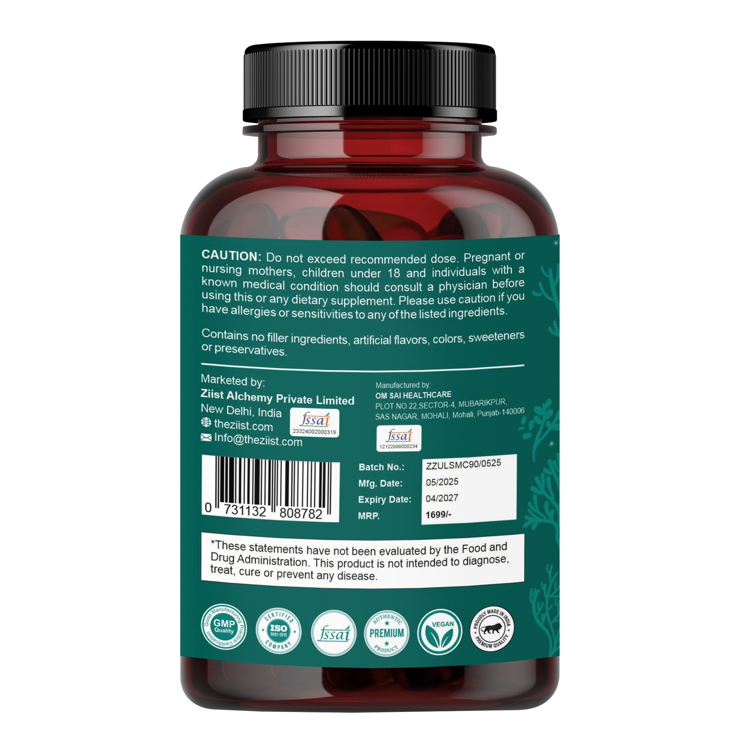 Wildcrafted Sea Moss 1200mg per serving (90 capsules)
