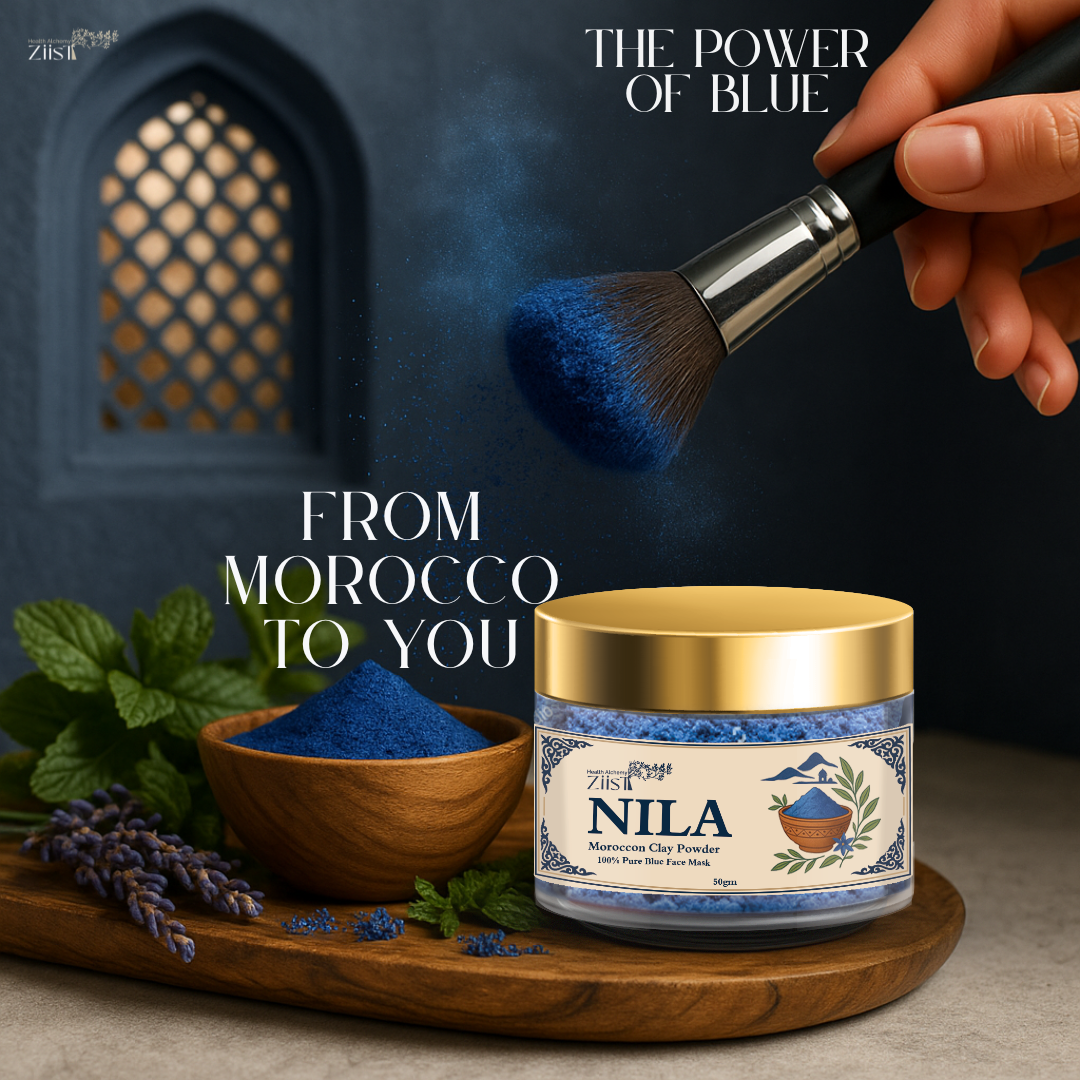 Nila Moroccan Blue Clay Powder – Natural Skincare Remedy for Dark Spots, Pigmentation & Acne