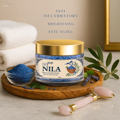 Nila Moroccan Blue Clay Powder – Natural Skincare Remedy for Dark Spots, Pigmentation & Acne