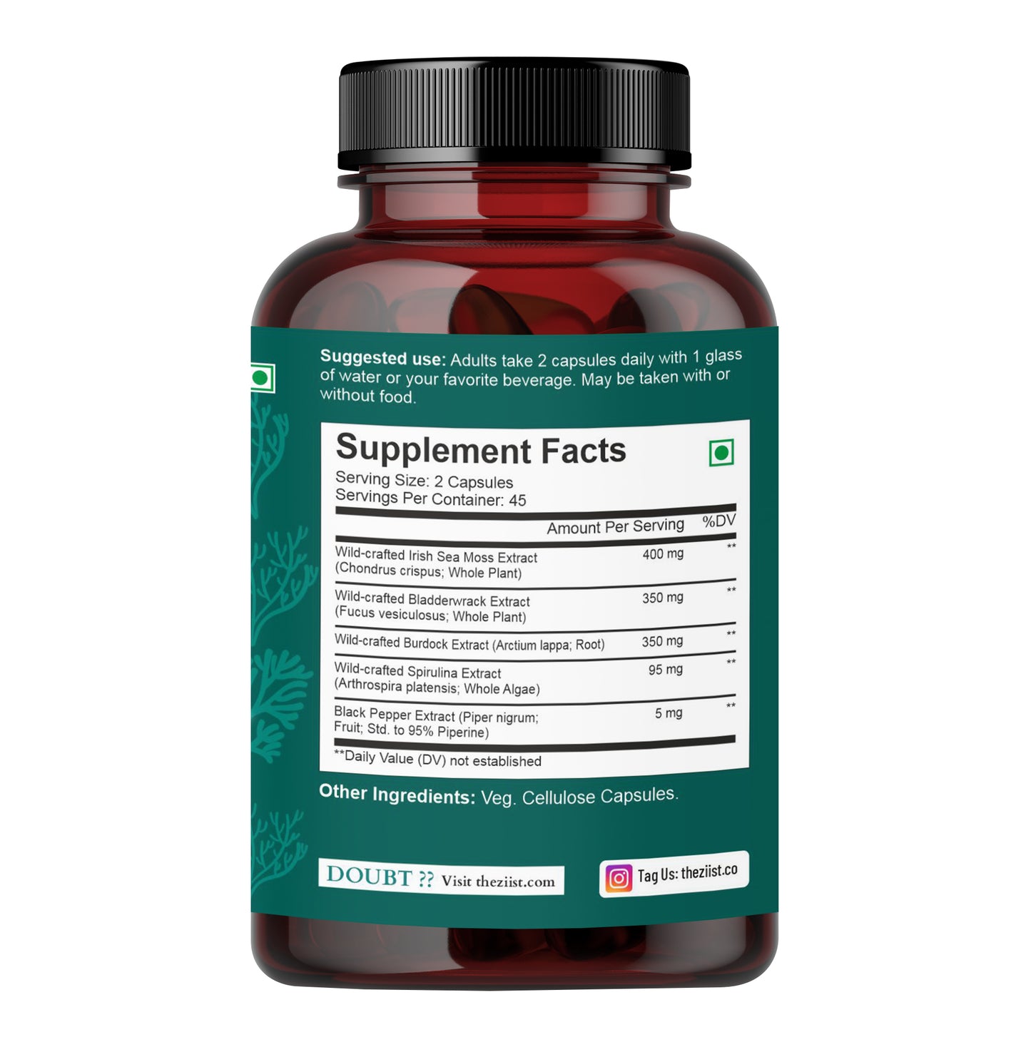 Wildcrafted Sea Moss 1200mg per serving (90 capsules)