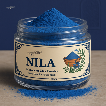 Nila Moroccan Blue Clay Powder – Natural Skincare Remedy for Dark Spots, Pigmentation & Acne