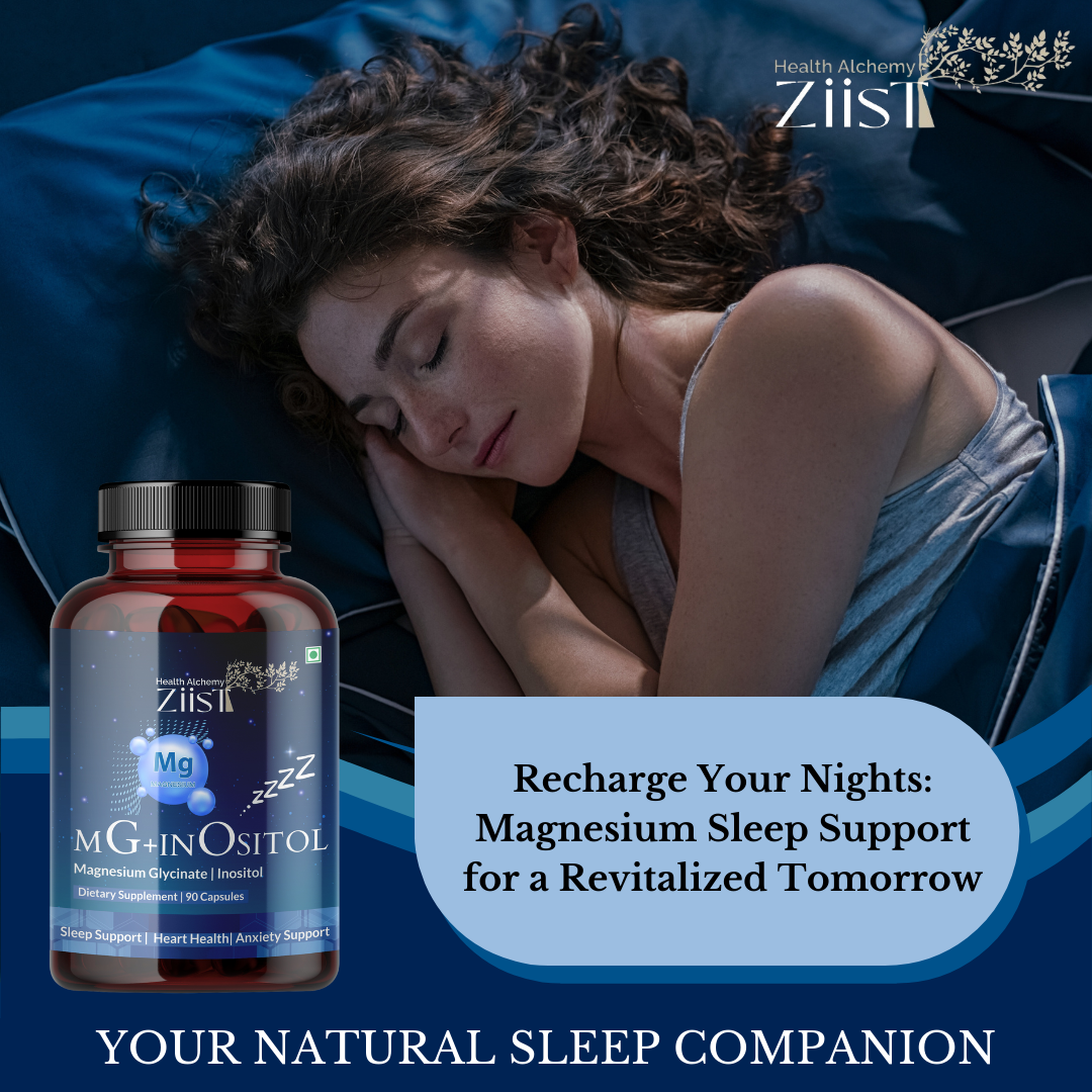 "MG+INOSITOL 1200mg displayed with wellness products"