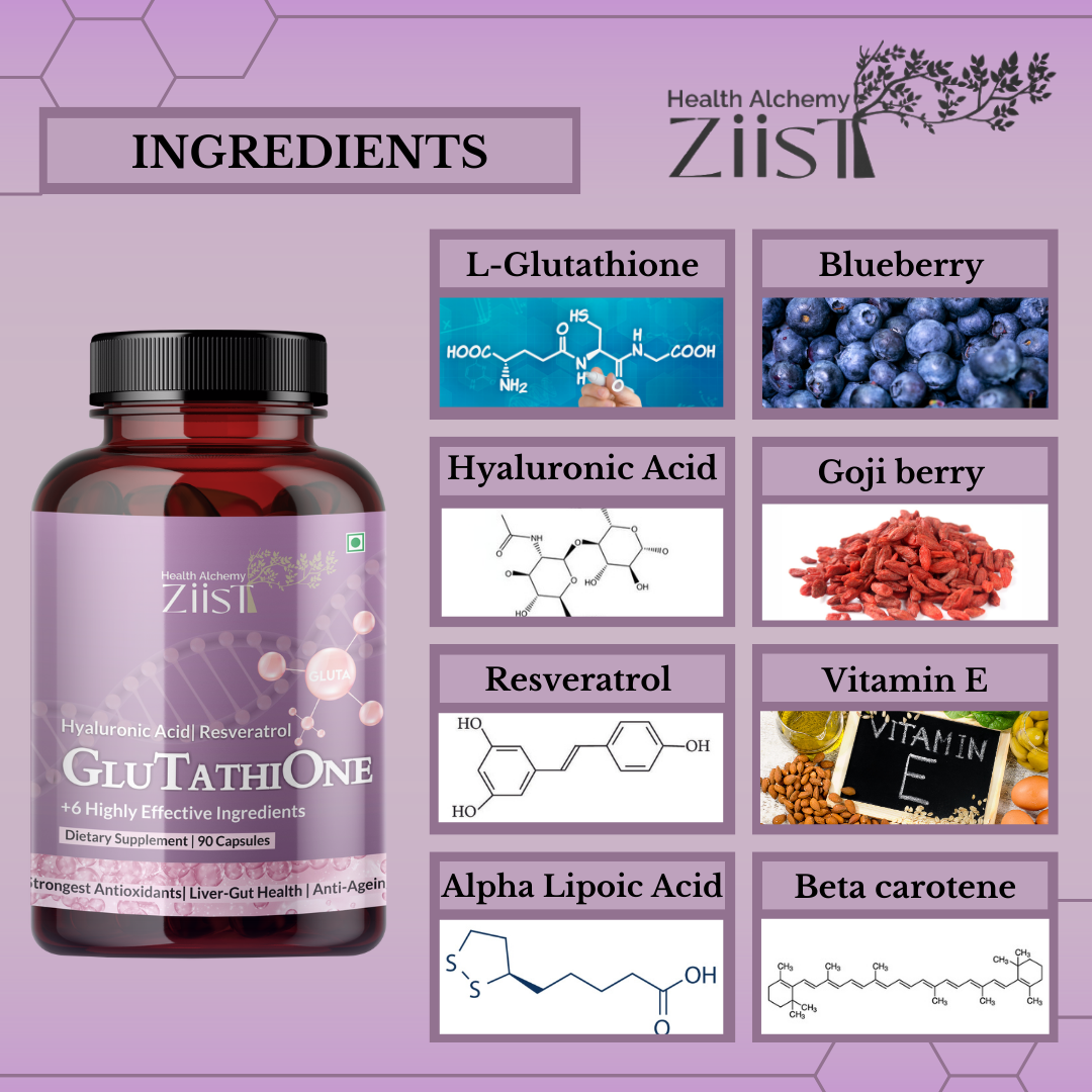 "Glutathione 1200mg displayed with health products"