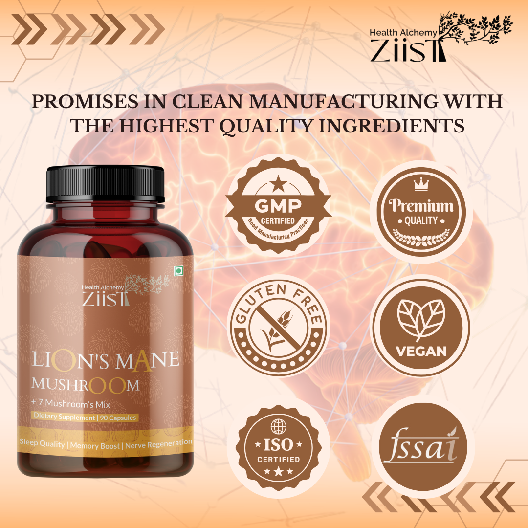 "Lion's Mane Mushroom Extract Capsules 1200mg nutritional information"