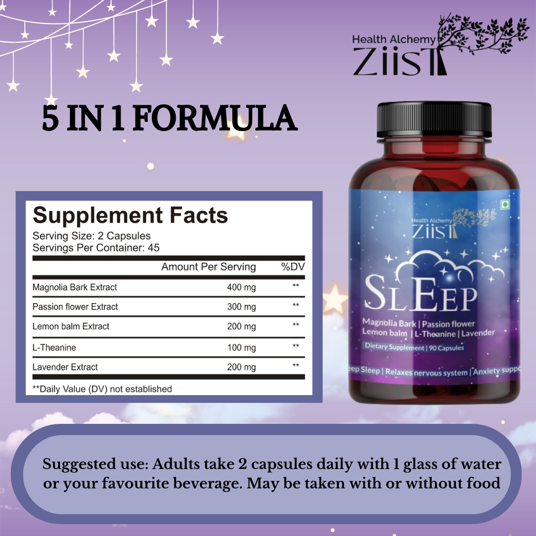 "Daily dose of Sleep Dietary Supplement 1200 mg capsules"