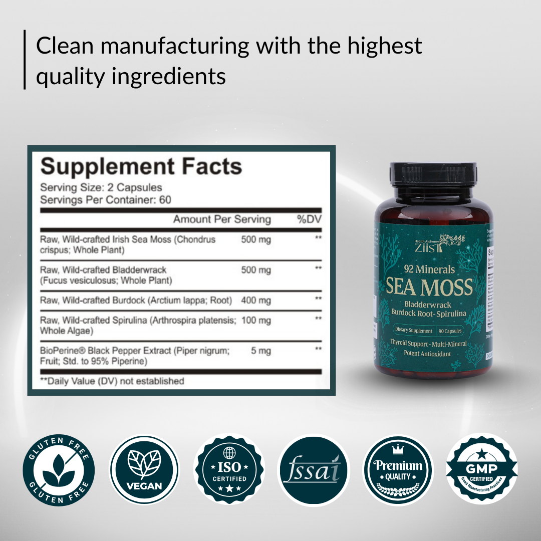 Wildcrafted Sea Moss 1200mg per serving (90 capsules)