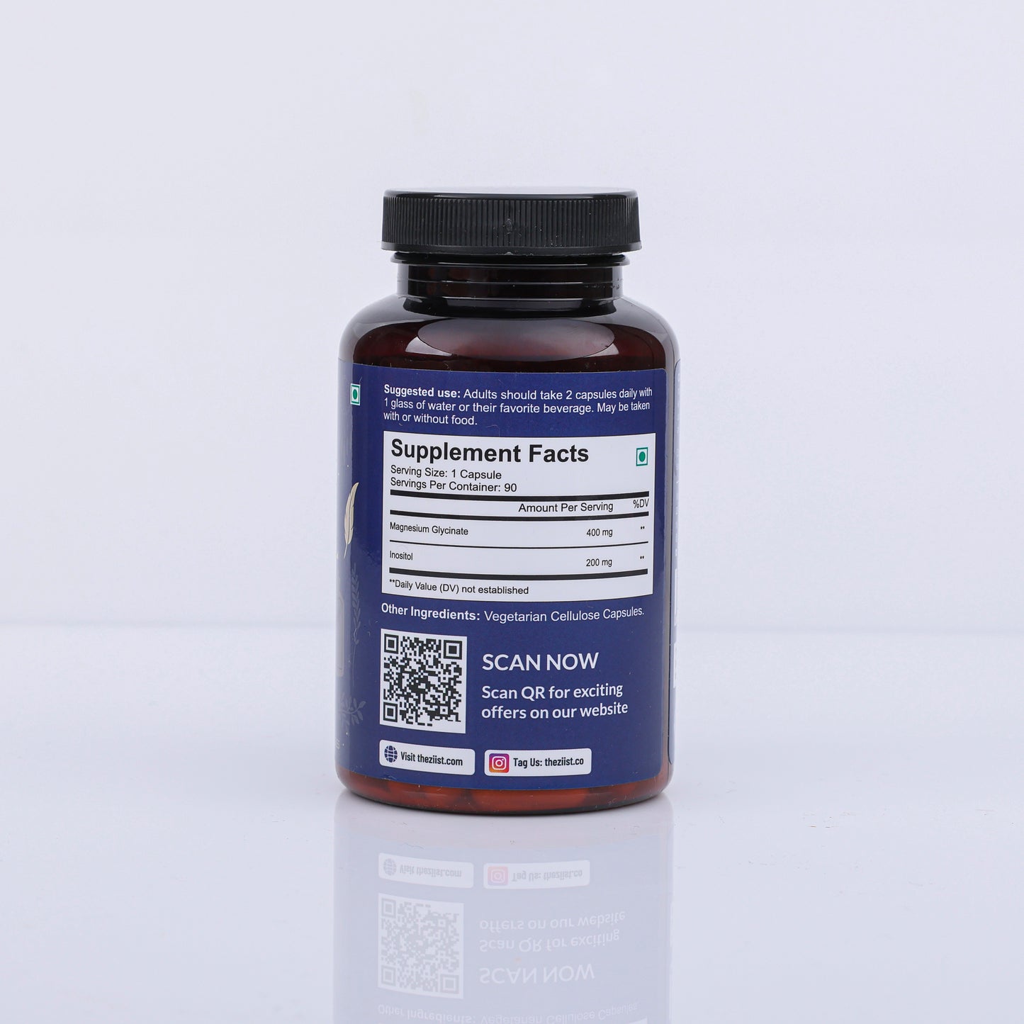 Magnesium Glycinate with Inositol Supplement 1200mg per serving (90 capsules) ( MG+INOSITOL)