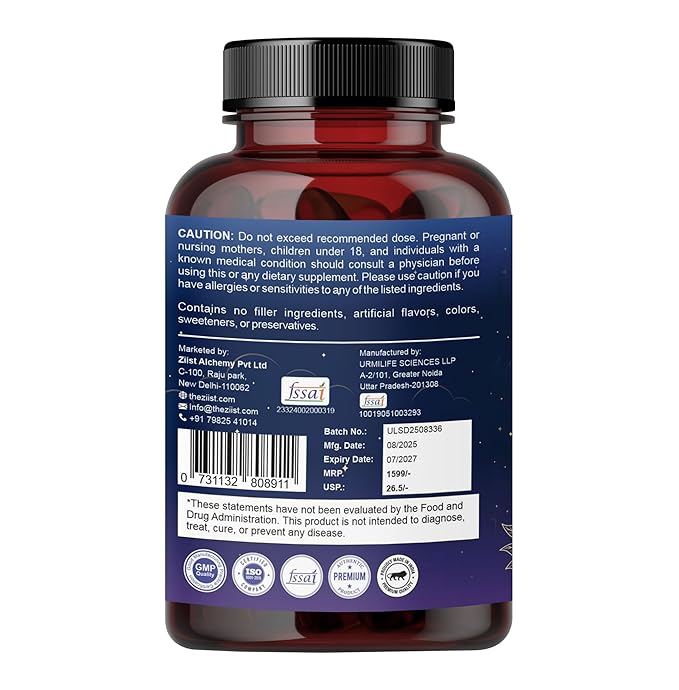 Ziist Sleep Deep Supplement with Melatonin, Magnesium, Brahmi, Ashwagandha, 60 Capsules