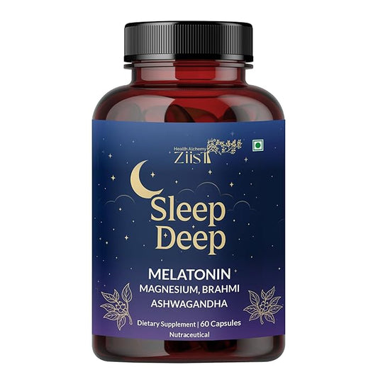 Ziist Sleep Deep Supplement with Melatonin, Magnesium, Brahmi, Ashwagandha, 60 Capsules