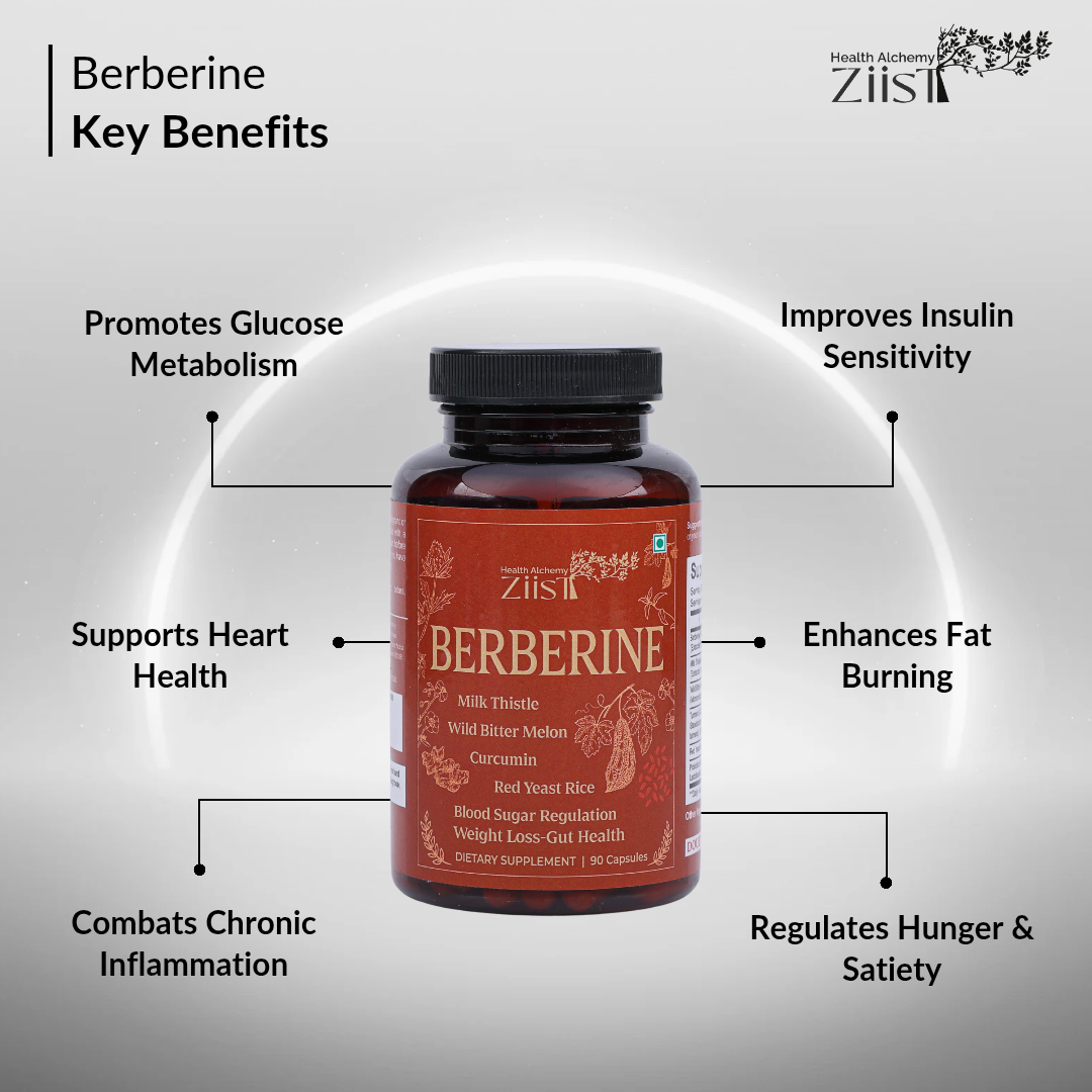 Berberine Capsules - Natural Metabolic Support 1200mg per serving (90Capsules)