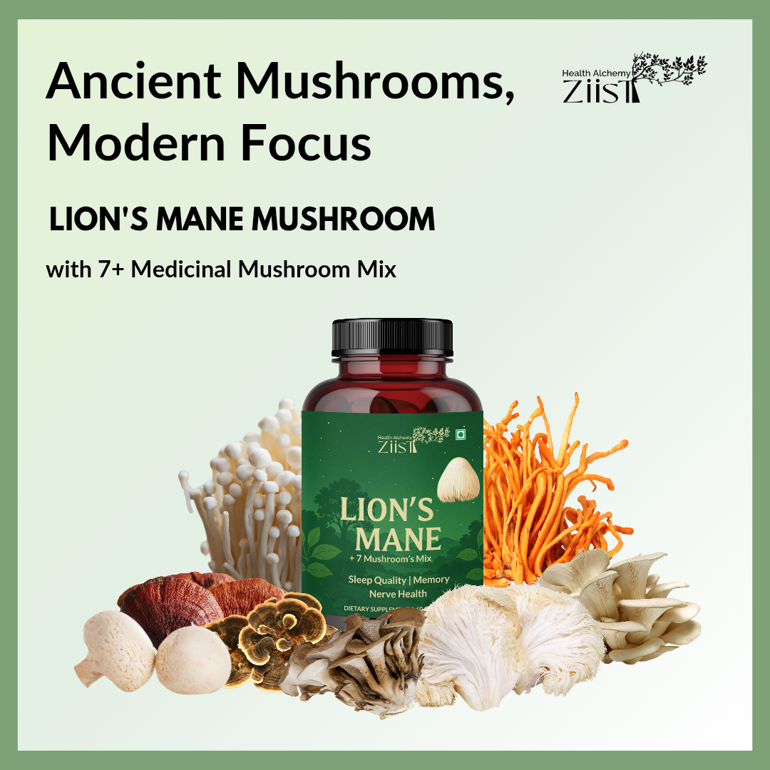 Lion's Mane Mushroom Extract Capsules 1200mg - Organic 7 Mushroom Blend