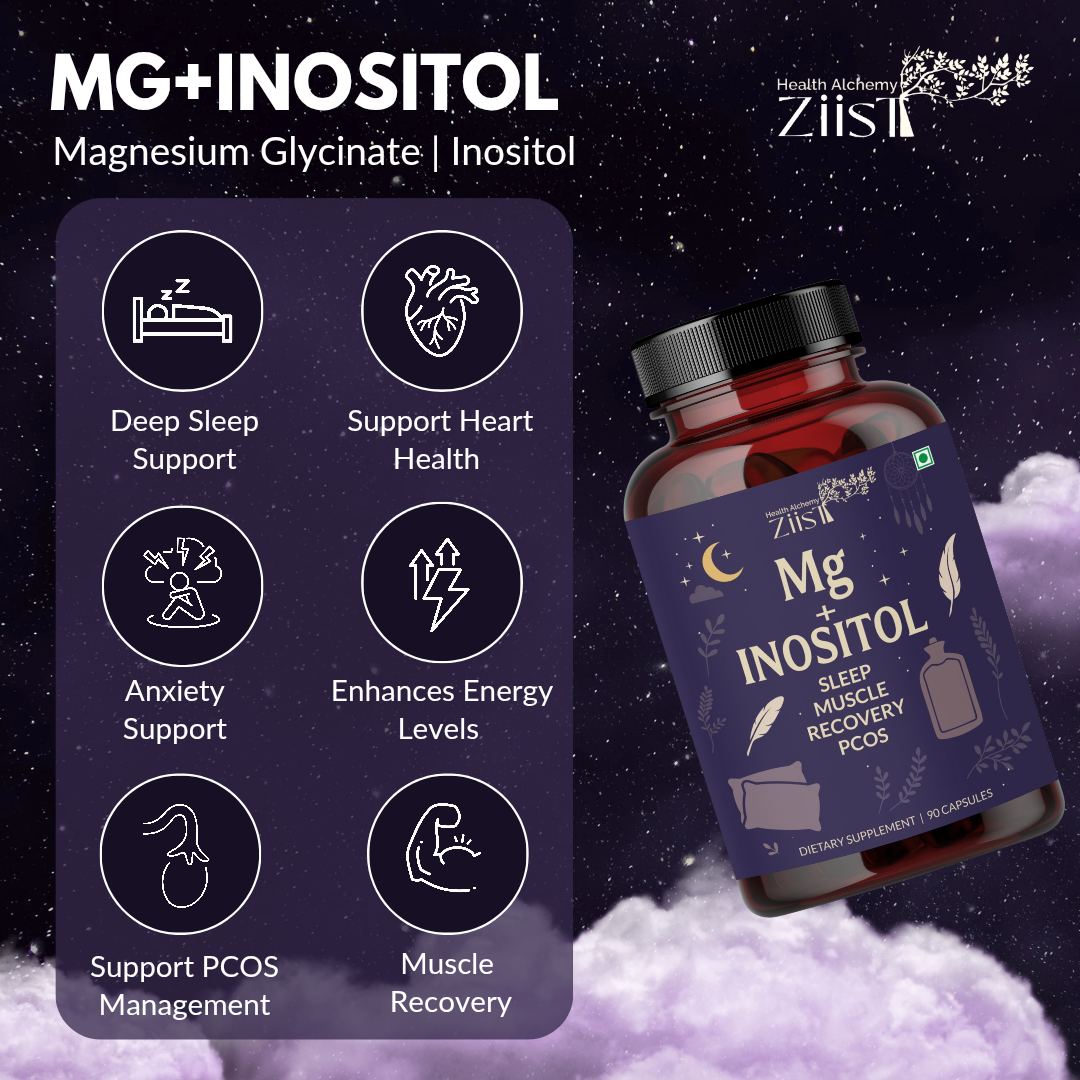 Magnesium Glycinate with Inositol Supplement 1200mg per serving (90 capsules) ( MG+INOSITOL)