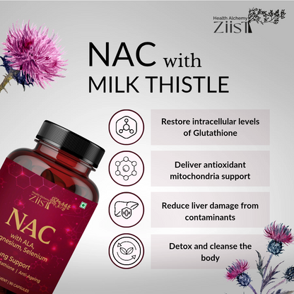 NAC ( N-Acetyl Cysteine ) with ALA, Magnesium, Selenium Dietary Supplement for gluathione production (60 capsules)