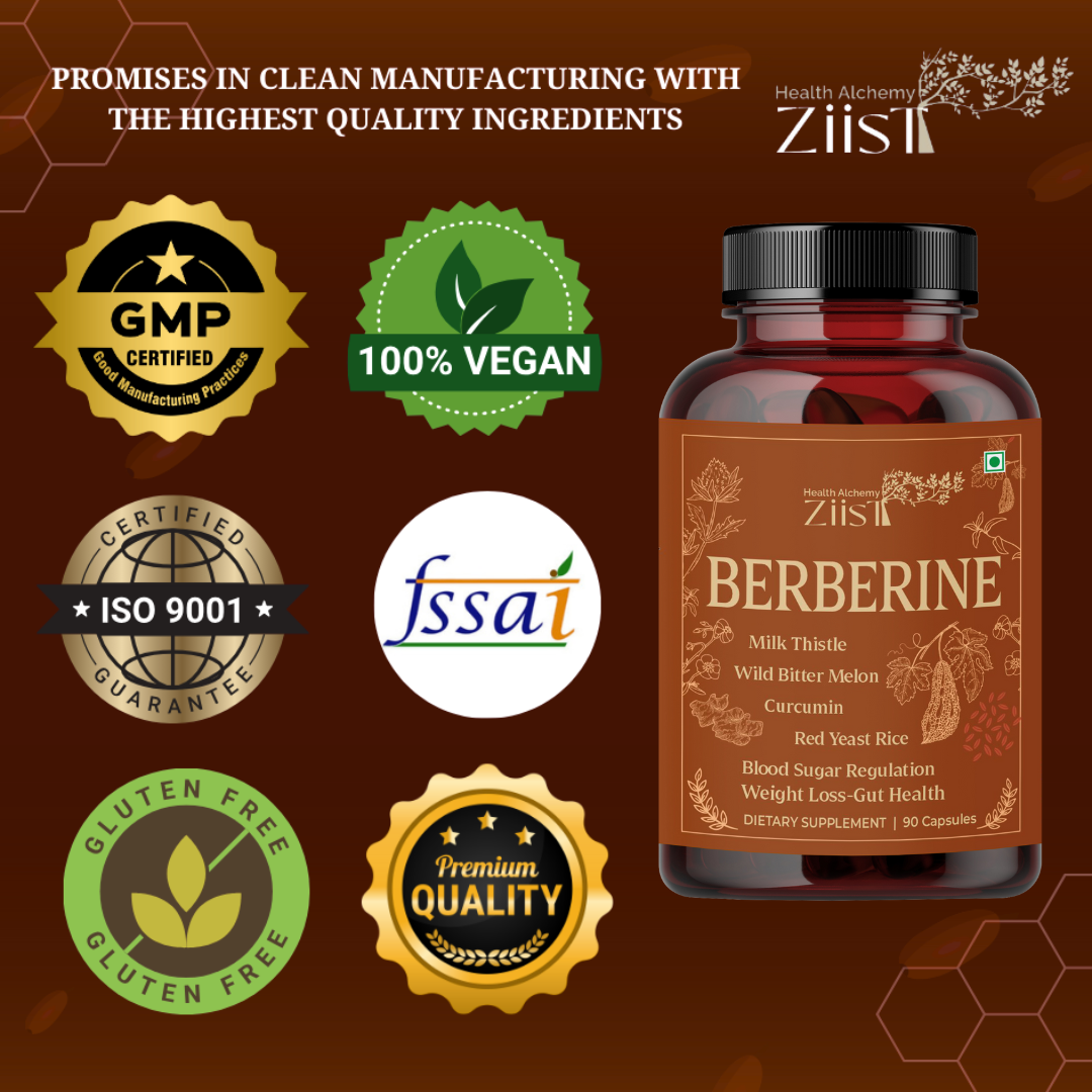 Berberine Capsules - Natural Metabolic Support 1200mg per serving (90Capsules)