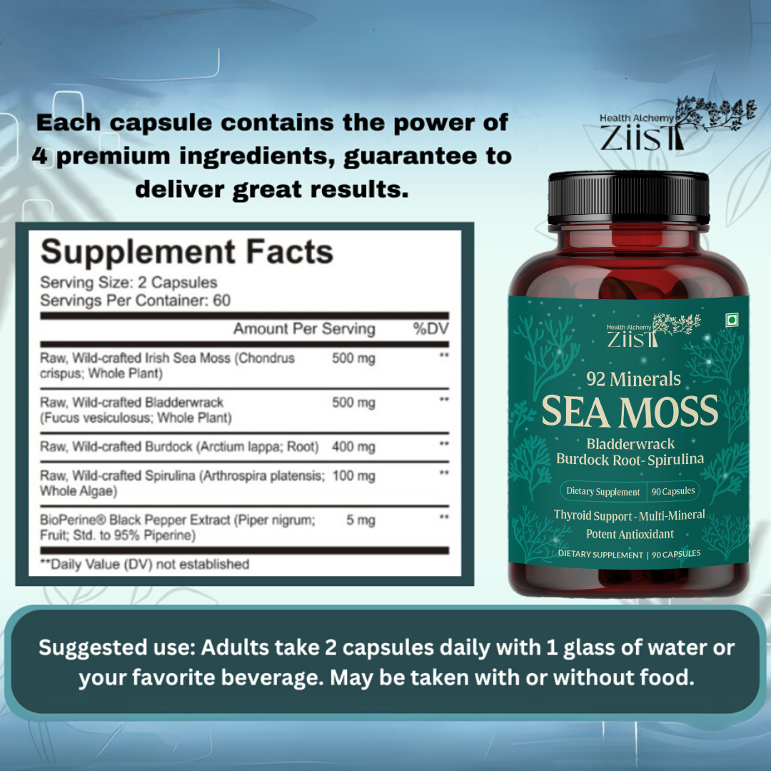 Wildcrafted Sea Moss 1200mg per serving (90 capsules)