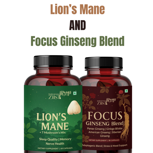 Ziist Memory Support and Brain Health Combo (Lion’s Mane + Focus Ginseng) – Sharpen Your Mind, Boost Focus, and Enhance Cognitive Performance