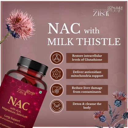 NAC ( N-Acetyl Cysteine ) with ALA, Magnesium, Selenium Dietary Supplement for gluathione production (60 capsules)