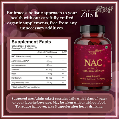NAC ( N-Acetyl Cysteine ) with ALA, Magnesium, Selenium Dietary Supplement for gluathione production (60 capsules)